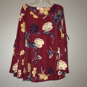 red floral top